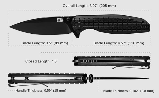 Folding Knife – 3.5-inch D2 Steel Folding Pocket Knife G10 Handle One-Handed Opening and Closing