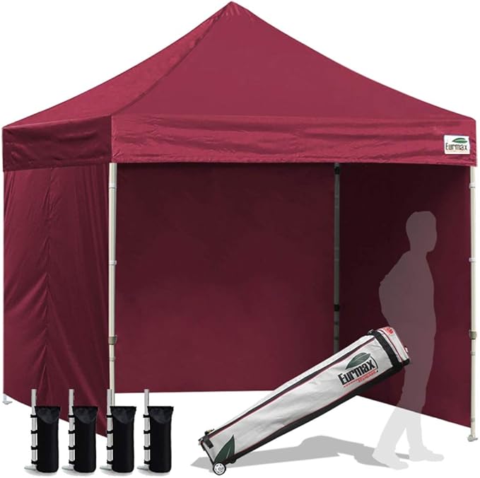Eurmax USA 8'x8' Pop-up Canopy Tent Commercial Instant Canopies with 4 Removable Zipper End Side