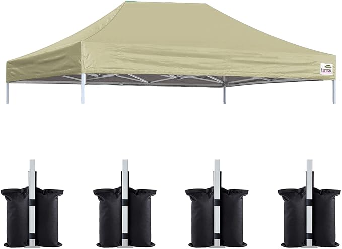 Eurmax USA Pop Up Canopy Top Gazebo Tent Cover Replacement Top Only,Bonus 4PC Pack Weight Bag