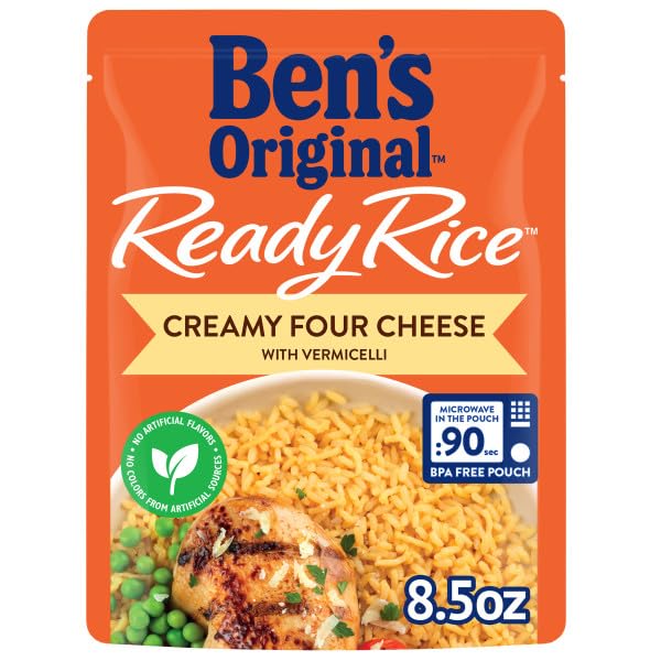 BEN'S ORIGINAL Ready Rice Creamy Four Cheese Flavored Rice, Easy Dinner Side, 8.5 oz Pouch (Pack of