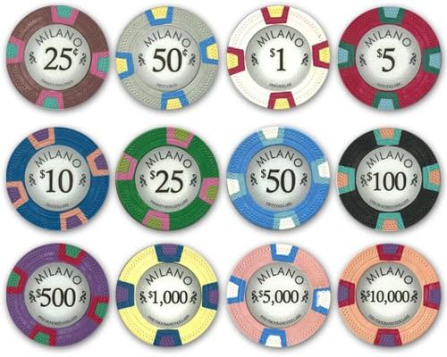 PS Full Clay Milano 10gm Poker Chip Sample Set - 12 New Chips!