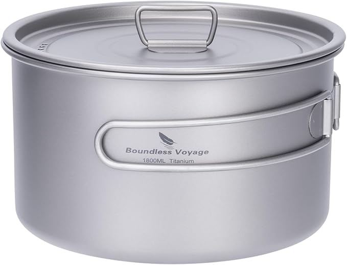 Boundless Voyage Titanium Pot Portable Camping Cookware Lightweight Cooking Pot Set for Outdoor