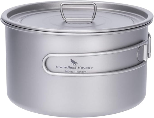 Boundless Voyage Titanium Pot Portable Camping Cookware Lightweight Cooking Pot Set for Outdoor