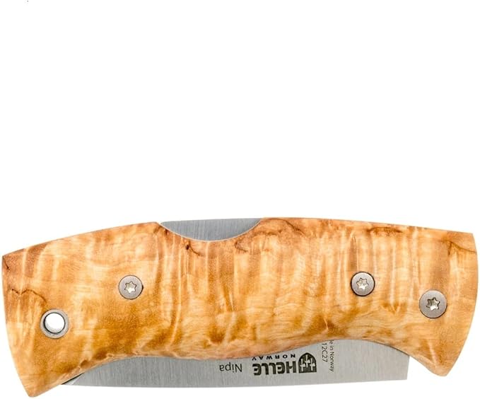 HELLE Knives - Nipa - Mid-Size Folding Knife - 2.72" Stainless Steel Blade with Hand-Sanded Curly