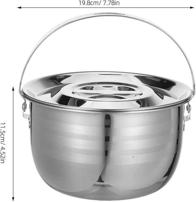 LIFKOME Stainless Steel Camping Pot with Lid Lifter Handle Camp Cookware Pot Portable Hanging