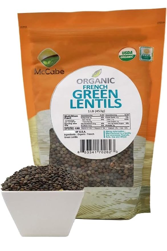 McCabe Organic French Green Lentils - Green Lentils Organic | Rich with Fiber & Minerals | USDA and