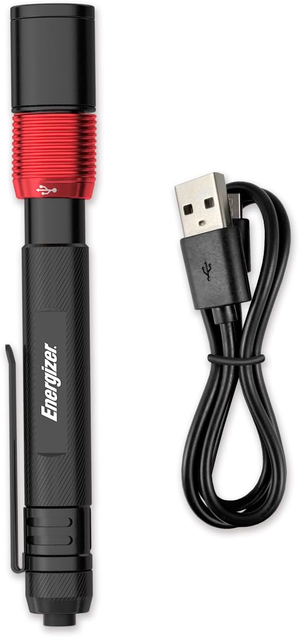 Energizer Rechargeable Penlight, 400 Lumens, IPX4 Water-Resistant, Lightweight Metal Compact