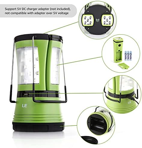 LE LED Camping Lantern Rechargeable, 600LM, Detachable Flashlight, Camping Essentials, Perfect