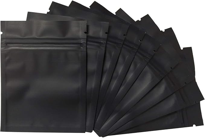 200 Pack Smell Proof Bags 3 x 4 Inch Resealable Mylar Bags Foil Pouch Bag Flat Bag Matte Black