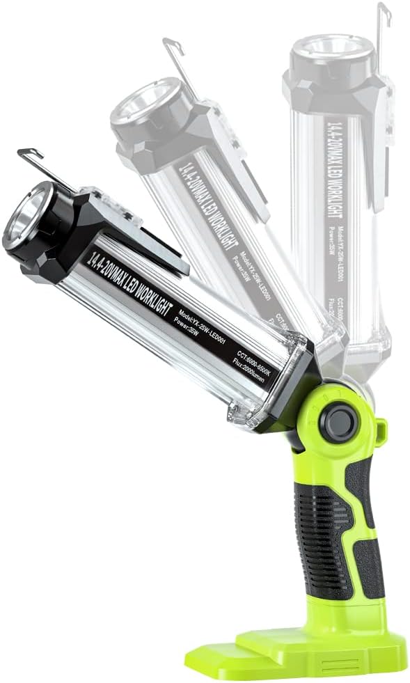YEX-BUR Flashlight for Ryobi 18V Battery, 25W 2000LM LED Work Light, Portable Floodlights, Camping