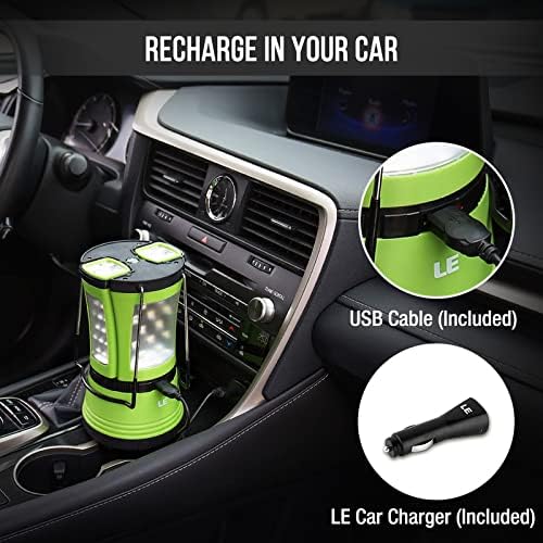 LE LED Camping Lantern Rechargeable, 600LM, Detachable Flashlight, Camping Essentials, Perfect
