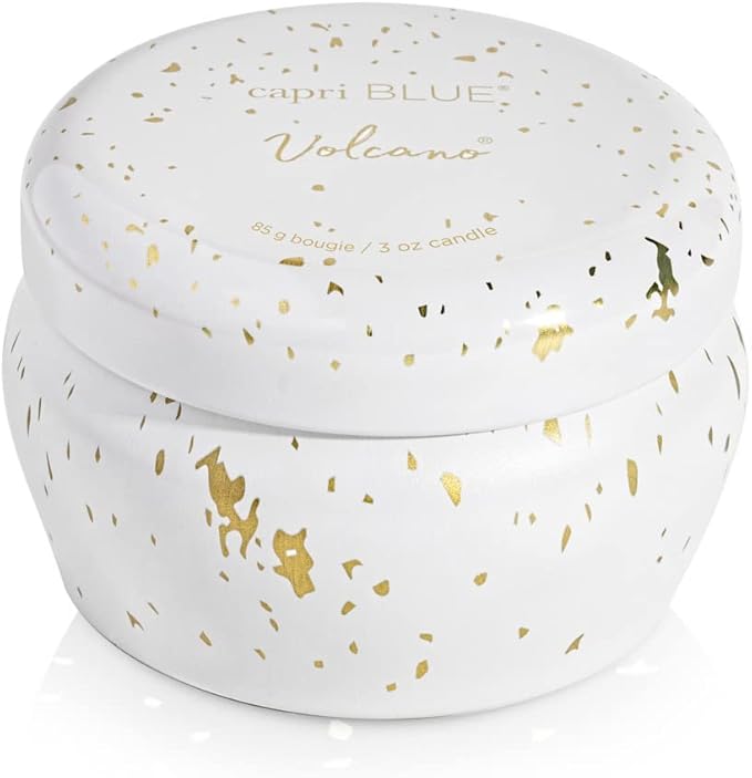 Capri Blue Glimmer Mini Tin - Volcano Scented Candle with Mini Tin Candle Holder - Soy Wax Blend