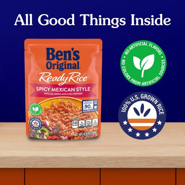 BEN'S ORIGINAL Ready Rice Spicy Mexican Style Flavored Rice, Easy Dinner Side, 8.5 oz Pouch (Pack