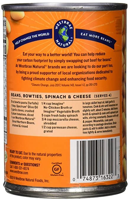 WESTBRAE 15 oz Organic Great Northern Beans, Source of Plant Based Protein and Fiber, Low Fat