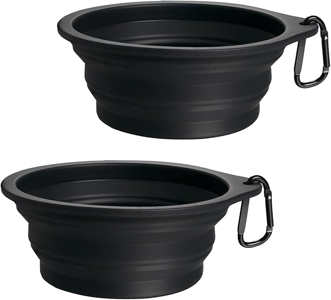 PetBonus 2-Pack Large Silicone Collapsible Dog Bowls, 34oz/1000ml BPA Free Portable Foldable Travel