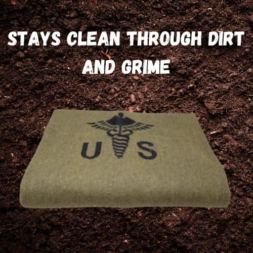 M MCGUIRE GEAR Military Style Wool Camping, Survival, and First Aid Blanket, 64" x 90", Embroidered