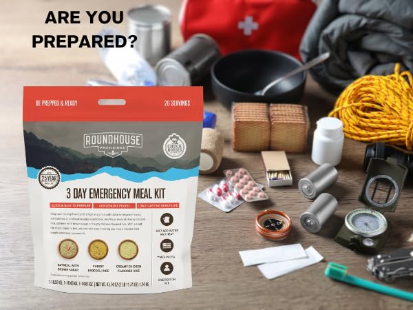 by Chuck Norris Roundhouse Provisions 3 Day, 26 servings Emergency Meal Kit, Grab-and-Go, Premade