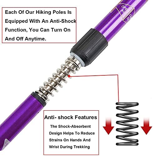 Aihoye Hiking Trekking Poles, 2 Pack Collapsible, Lightweight, Anti Shock, Walking Sticks
