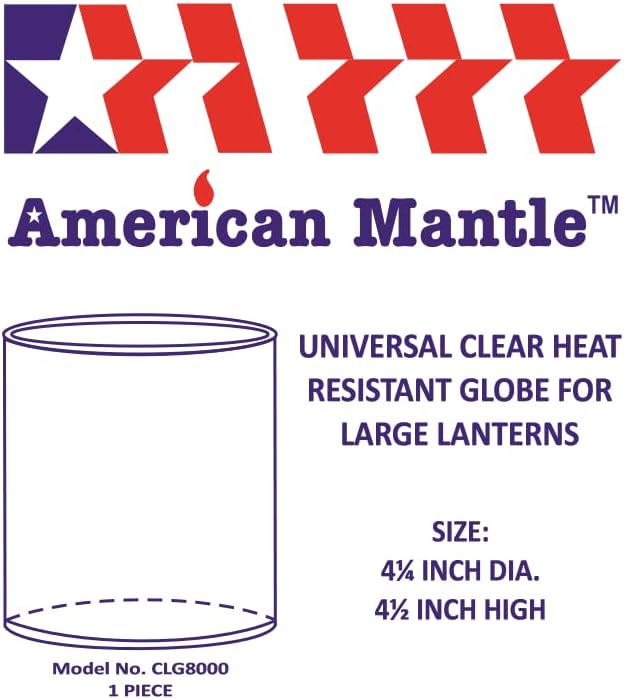 American Mantle Lantern Globe Replacement | 4.05"4.05"x4.21" Straight Clear Borosilicate Glass |