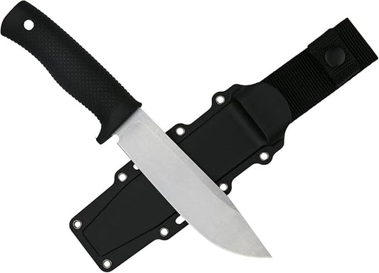 Tactical Fixed Blade Knife, 5.87 inch Blade, 4.65 inch Kray-Ex Handle, Stonewashed 420 Stainless