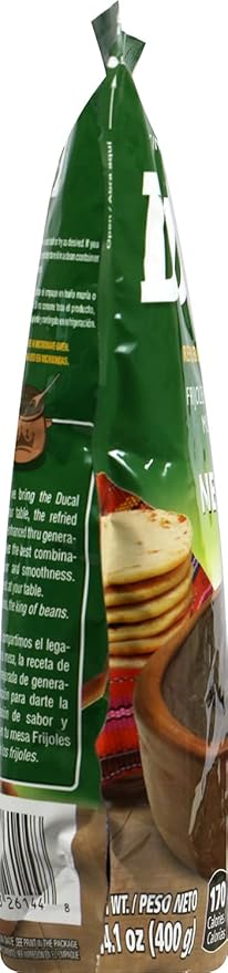 Ducal Refried Black Beans Pouch, 14.1 Ounce (Pack of 18) - Instant Vegetarian Refried Black Beans