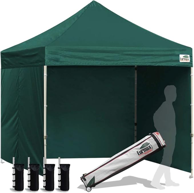 Eurmax USA 8'x8' Pop-up Canopy Tent Commercial Instant Canopies with 4 Removable Zipper End Side