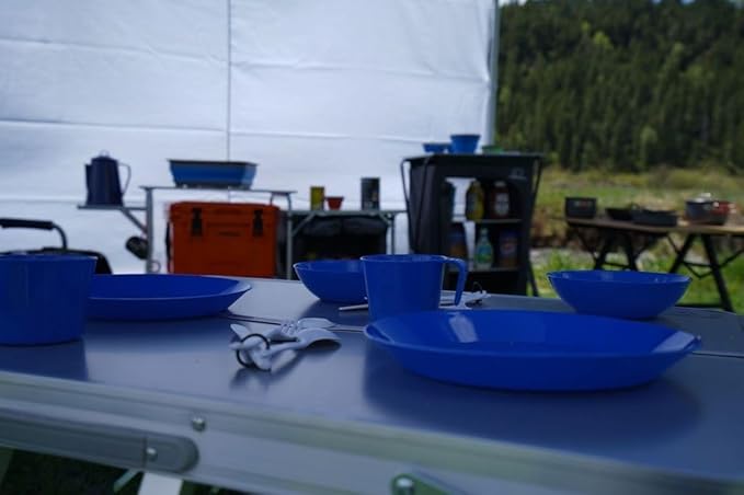 1-Person Camping Dish Table Set, Washable/Reusable Polypropylene Dinnerware Set for Camping and