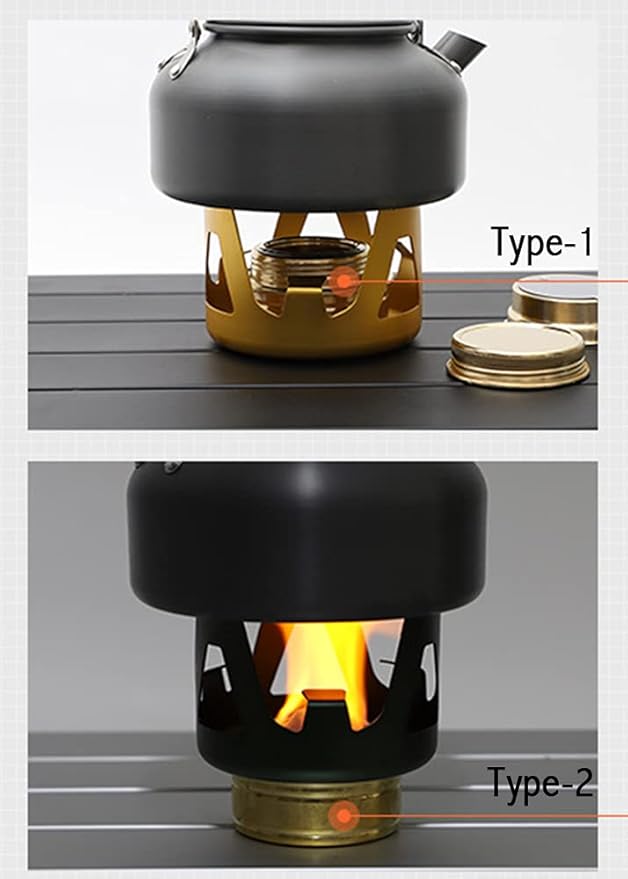 Mini Alcohol Backpacking Stove, Lightweight Brass Spirit Burner with Aluminium Stand for Camping