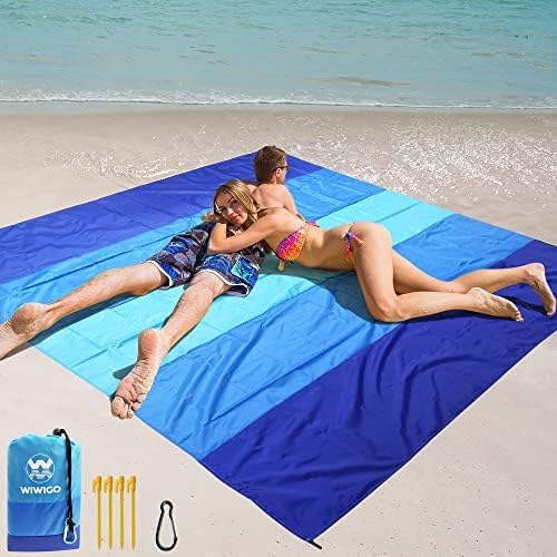 Beach Blanket Waterproof Sandproof Beach Mat 79" X 83"/10'x9'for 2-8 Adults Quick Drying Outdoor