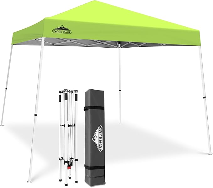 EAGLE PEAK 10x10 Slant Leg Pop-up Canopy Tent Easy One Person Setup Instant Outdoor Beach Canopy