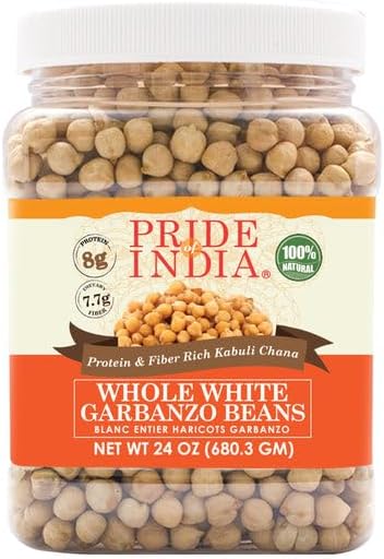 Pride Of India - PACK of 6 - Indian Whole White Garbanzo Beans 10mm - Protein & Fiber Rich Kabuli