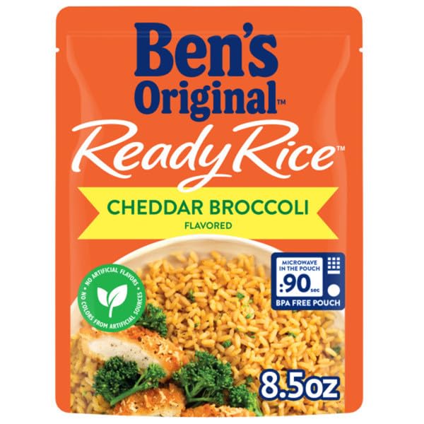 BEN'S ORIGINAL Ready Rice Cheddar Broccoli Flavored Rice, Easy Dinner Side, 8.5 oz Pouch (Pack of