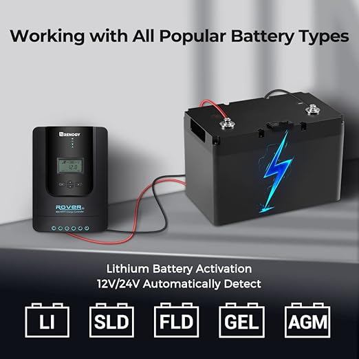 Renogy Solar Charge Controller Rover 40A 12V24V Auto Parameter DC Input MPPT Charge Controllers for