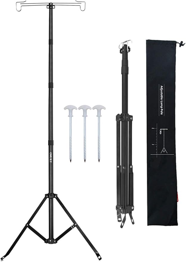 OMUKY Telescopic Lantern Stand with Base Outdoor Camping Lamp Stand Pole Adjustable Lantern Pole