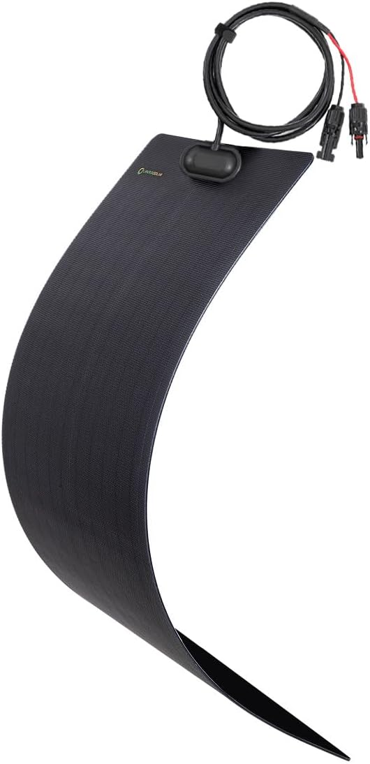 Lensunsolar 55W 12V ETFE Black Flexible Solar Panel, PERC Mono Solar Cells, Ultrathin Ultra