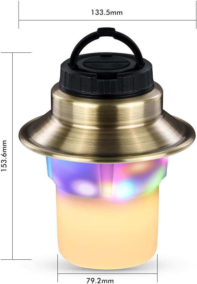 Rechargeable LED Camping Lights & Lantern, Waterproof Lamp with 5 Modes RGB String Lights
