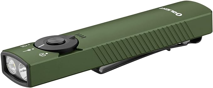 OLIGHT Arkfeld Pro Rechargeable EDC Flat Flashlight with Green Beam, UV and White LED Combo, 1300