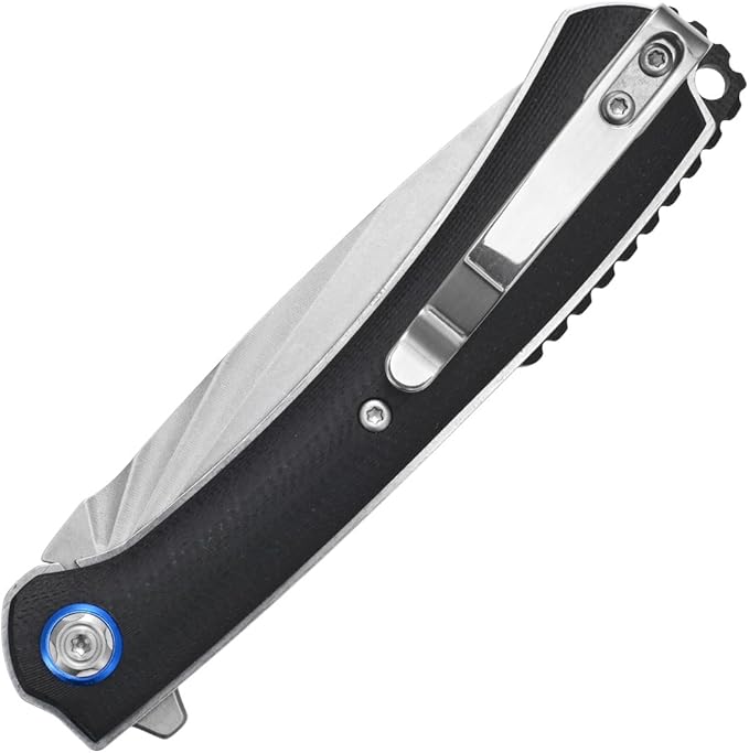 Sitivien ST144 Folding Knife,14C28N Steel Blade,G10 Handle Pocket Knife for Outdoor EDC