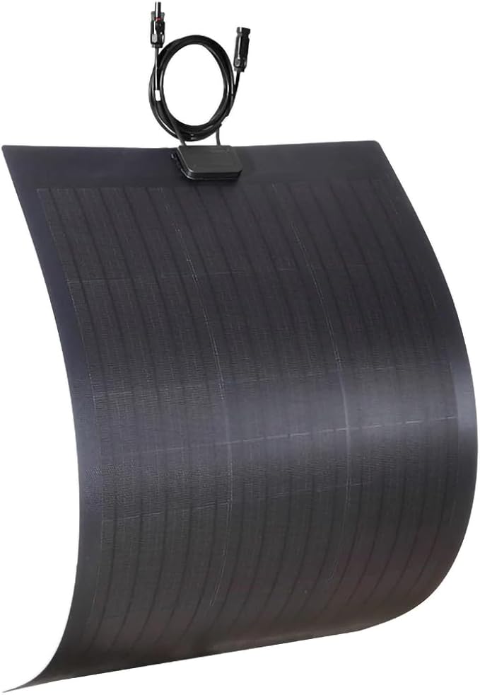 LensunSolar 80W 12V Flexible Solar Panel ETFE Black Thin, Monocrystalline High Efficiency, Slim