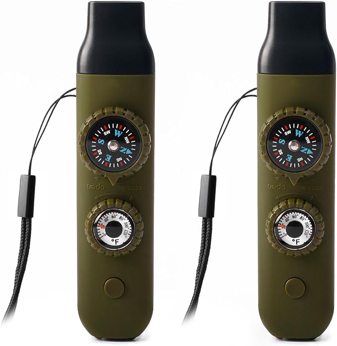 Emergency Survival Safety Whistle，Whistle for Kids with Lanyard,Compass,Thermometer,Ideal for