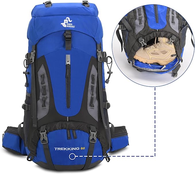 Bseash 60L Hiking Camping Backpack with Rain Cover, Waterproof Large Capacity Outdoor Sport Travel