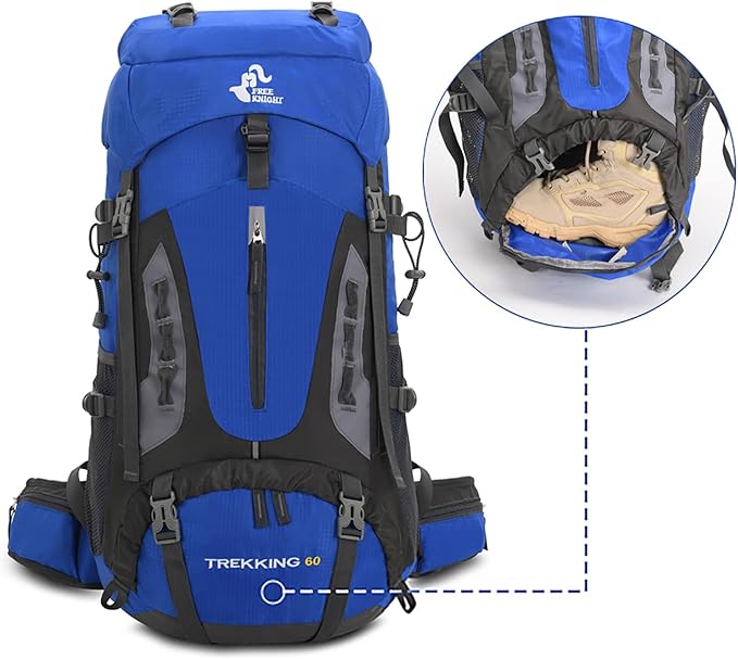 Bseash 60L Hiking Camping Backpack with Rain Cover, Waterproof Large Capacity Outdoor Sport Travel