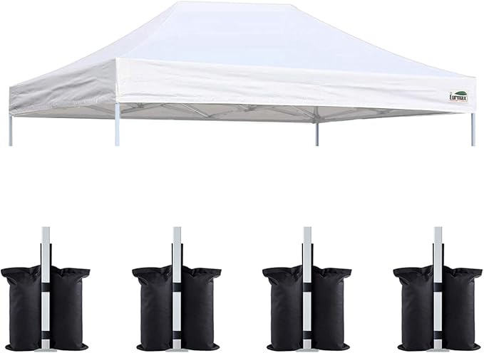 Eurmax USA Pop Up Canopy Top Gazebo Tent Cover Replacement Top Only,Bonus 4PC Pack Weight Bag