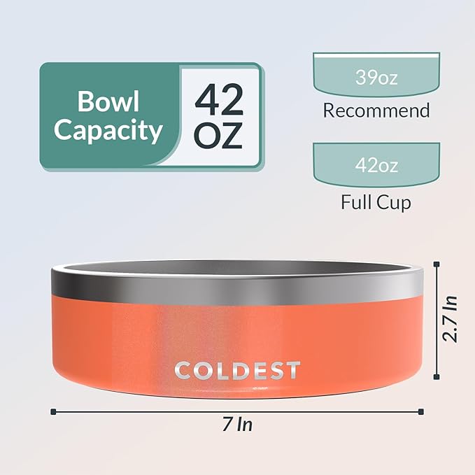 Coldest Dog Bowl - Anti Rust Metal, Non Slip, 3 Layers Insulated Stainless Steel Dog Bowls - Spill