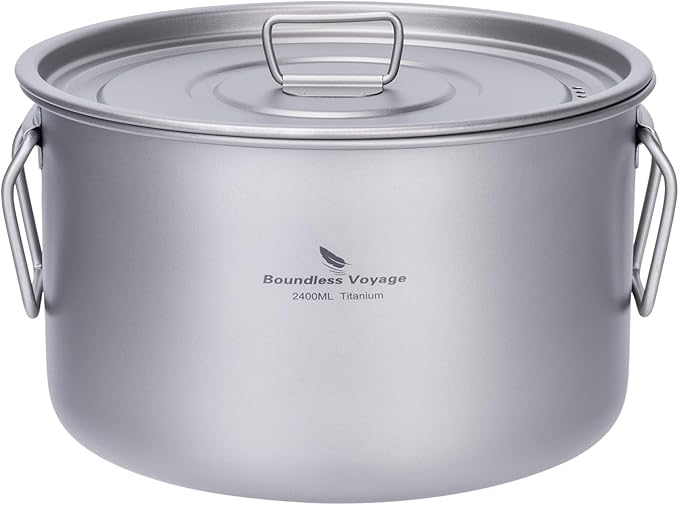 Boundless Voyage Titanium Pot Portable Camping Cookware Lightweight Cooking Pot Set for Outdoor