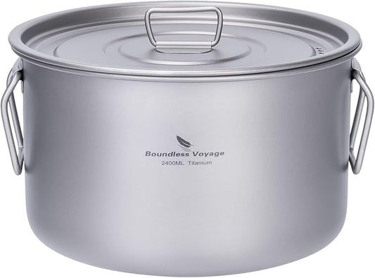 Boundless Voyage Titanium Pot Portable Camping Cookware Lightweight Cooking Pot Set for Outdoor