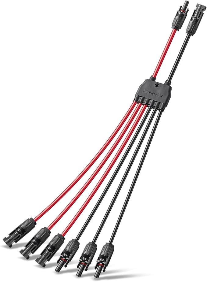 BougeRV Solar Parallel Connectors for 2-3 Solar Panels, 2 to 6 Y Branch 10AWG Adapter Splitter