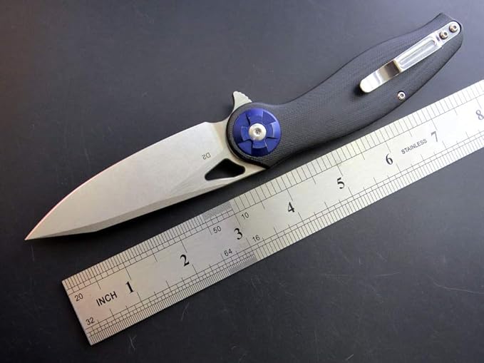 Eafengrow EF76 Folding Knife for Camping EDC Pocket Knife with G10 Handle & D2 Stone-washed Blade