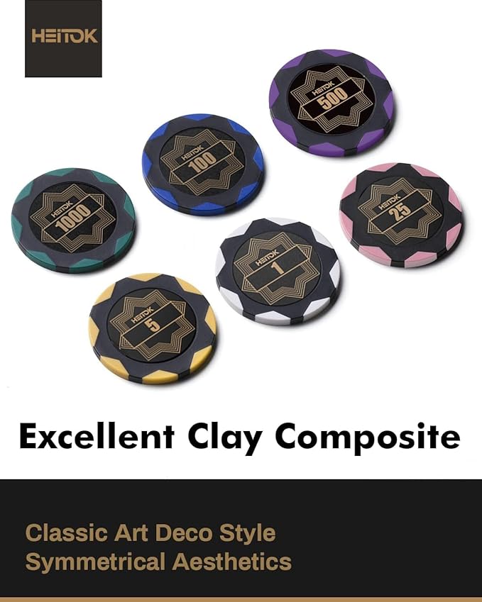 Clay Poker Chip Set for Texas Holdem, 300 pcs with Denominations 14g Professional Casino Blackjack