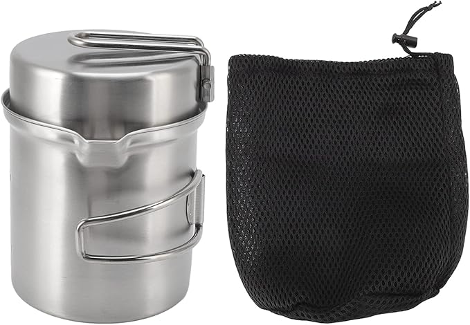 Camping Cookware Set, Stainless Steel Outdoor Wood Stove Cooking Pot Set for Outdoor Backpacking